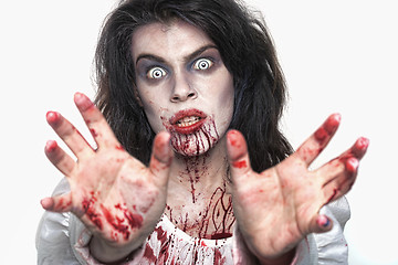 Image showing Psychotic Bleeding Woman in a Horror Themed Image