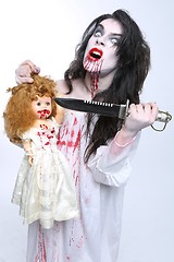 Image showing Image of a Bleeding Psychotic Woman