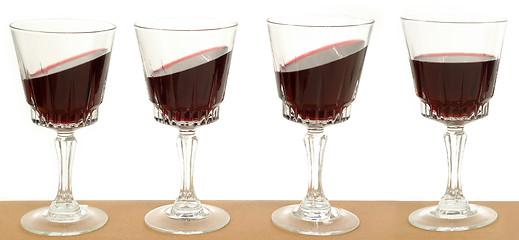 Image showing Line of wineglasses