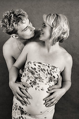 Image showing Loving happy couple, pregnant woman with her husband