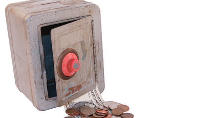 Image showing Vintage Toy Bank Safe With Cash