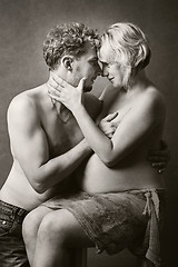 Image showing Loving happy couple, pregnant woman with her husband