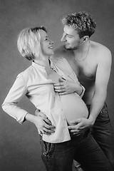 Image showing Loving happy couple, pregnant woman with her husband