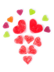 Image showing chewy colored candies in heart shape