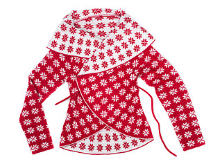 Image showing Women's fashion knitted sweater with a pattern of snowflakes