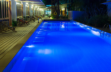 Image showing Pool and garden by night