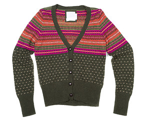 Image showing Green knit sweater with a color pattern