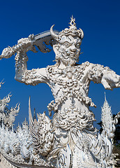 Image showing sculpture soldier guards the entrance to the White temple