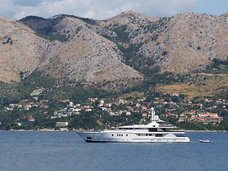Image showing Yacht with Crotia coast in the background