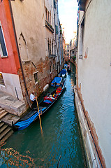 Image showing Venice Italy Gondolas on canal 