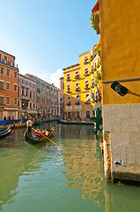 Image showing Venice Italy gondolas on canal