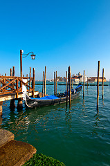 Image showing Venice Italy pittoresque view of gondolas 