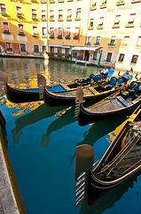 Image showing Venice Italy gondolas on canal