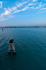 Image showing Venice Italy lagune view with bricole