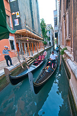 Image showing Venice Italy Gondolas on canal 