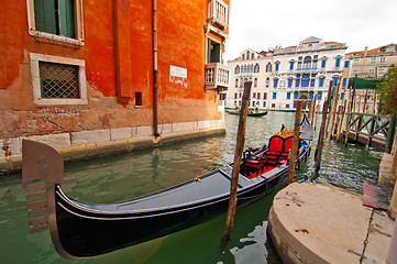 Image showing Venice Italy Gondolas on canal 