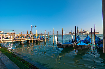 Image showing Venice Italy pittoresque view of gondolas 