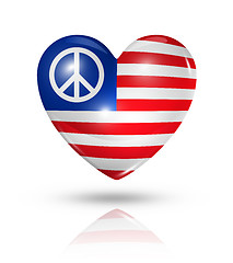 Image showing USA peace love symbol, heart flag icon