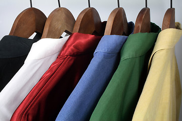 Image showing Man's clothing, choice of colorful shirts