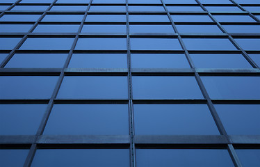 Image showing Blue glass panels of a skyscraper