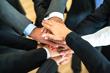 Image showing Teamwork - stack of hands