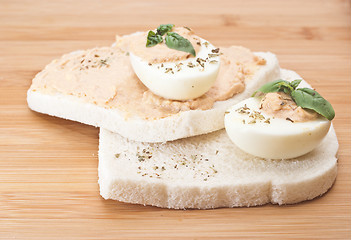 Image showing sandwich with egg and tuna sauce