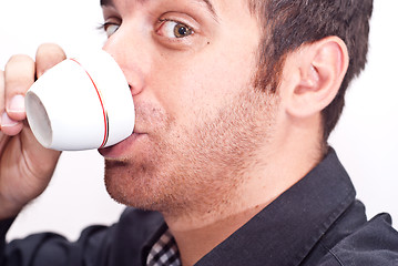 Image showing businessman drinking coffee