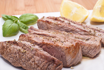 Image showing Grilled beef sliced