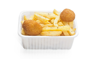 Image showing basket of fries on white