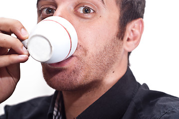 Image showing businessman drinking coffee