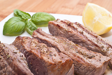 Image showing Grilled beef sliced