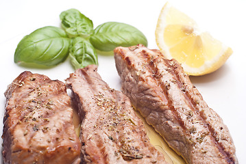 Image showing Grilled beef sliced