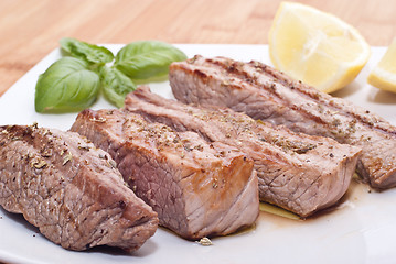 Image showing Grilled beef sliced