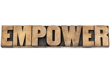 Image showing empower word in wood type