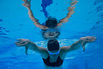 Image showing Swimming underwater