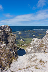 Image showing Cliffs on the coastline of Gotland, Sweden