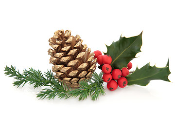 Image showing Holly and Pine Cone Decoration