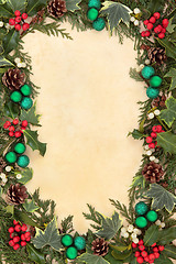 Image showing Christmas Flora and Baubles 