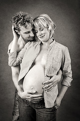 Image showing Loving happy couple, pregnant woman with her husband