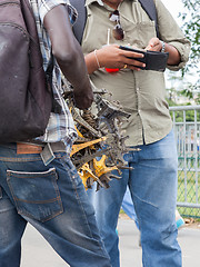 Image showing PARIS - JULY 27: Eiffel tower statuettes for sale as seen on Jul