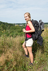 Image showing Woman hiking