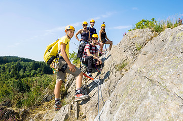 Image showing Group Of Climbers On Rock