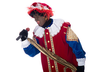 Image showing Zwarte Piet is singing