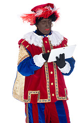 Image showing Zwarte Piet with a tablet