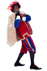 Image showing Zwarte Piet with a bag full of presents