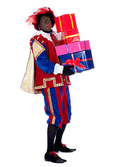 Image showing Zwarte Piet with presents