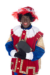 Image showing Zwarte Piet and the book of Sinterklaas