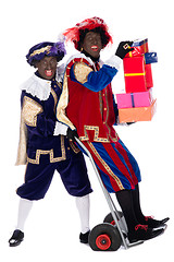 Image showing Zwarte Piet with presents