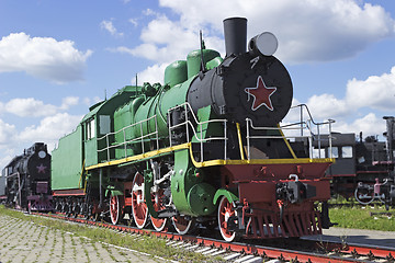 Image showing The old  passenger Soviet locomotive
