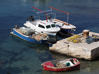 Image showing boat moored in the mediterranean sea